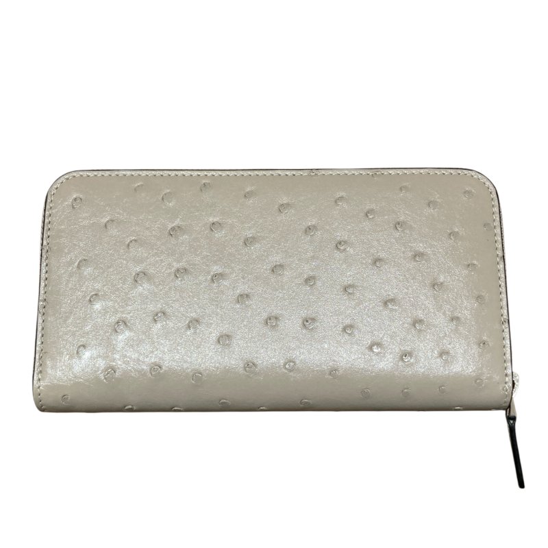 BVLGARI 寶格麗 293299S MAN YEN LONG WALLET 長夾 鴕鳥皮 米色 銀釦-1