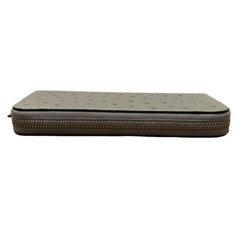 BVLGARI 寶格麗 293299S MAN YEN LONG WALLET 長夾 鴕鳥皮 米色 銀釦-5