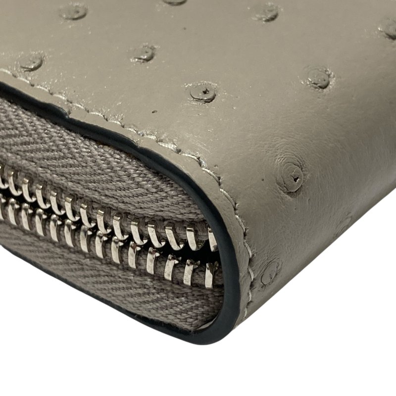 BVLGARI 寶格麗 293299S MAN YEN LONG WALLET 長夾 鴕鳥皮 米色 銀釦-6