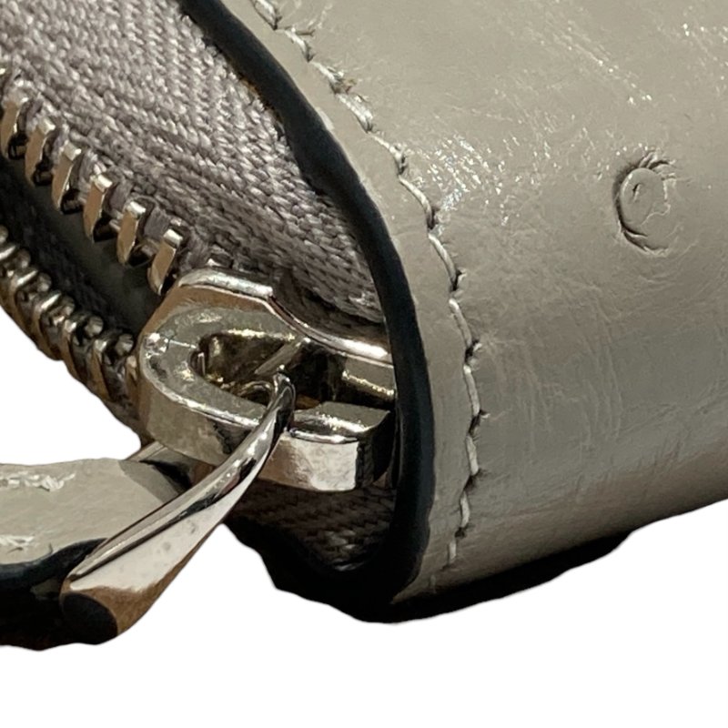 BVLGARI 寶格麗 293299S MAN YEN LONG WALLET 長夾 鴕鳥皮 米色 銀釦-8