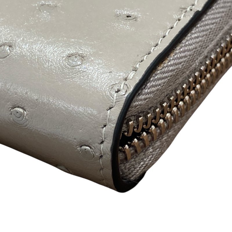 BVLGARI 寶格麗 293299S MAN YEN LONG WALLET 長夾 鴕鳥皮 米色 銀釦-9