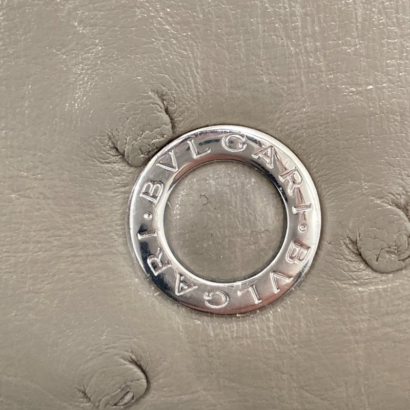 BVLGARI 寶格麗 293299S MAN YEN LONG WALLET 長夾 鴕鳥皮 米色 銀釦-12