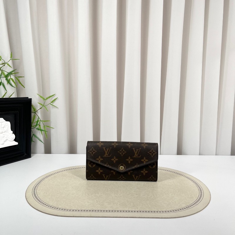 LV路易威登 經典老花搭配豆豆長款信封錢包 內裡整潔 卡位多 容量大-0