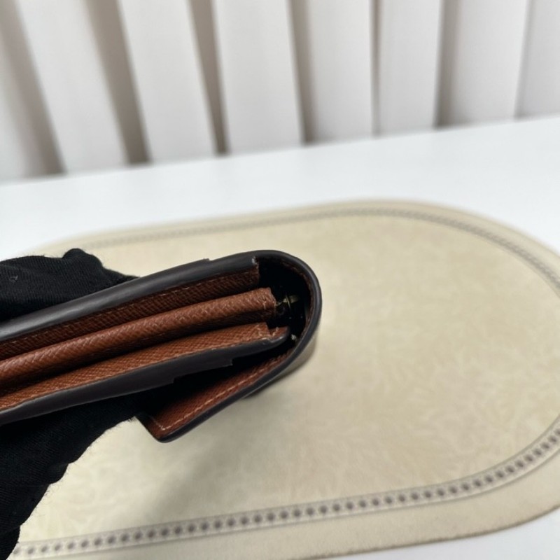 LV路易威登 經典老花搭配豆豆長款信封錢包 內裡整潔 卡位多 容量大-7