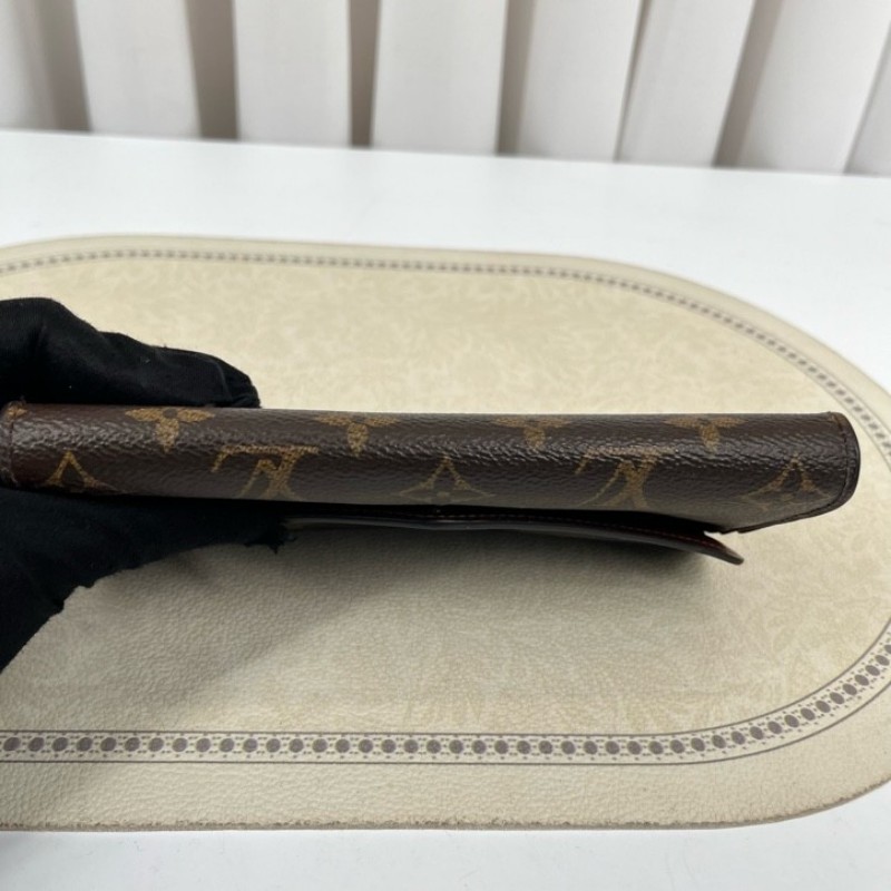 LV路易威登 經典老花搭配豆豆長款信封錢包 內裡整潔 卡位多 容量大-13