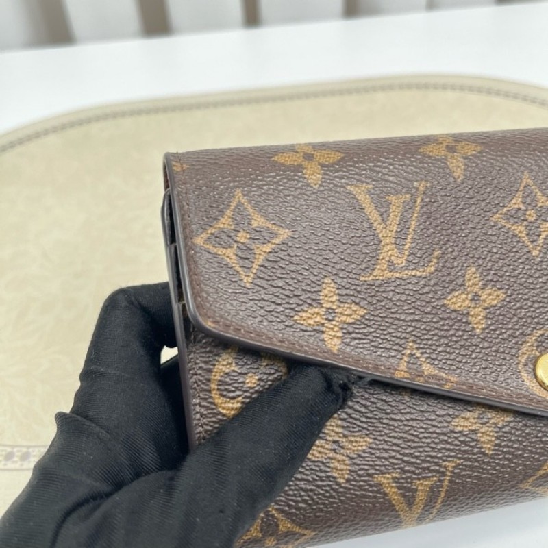 LV路易威登 經典老花搭配豆豆長款信封錢包 內裡整潔 卡位多 容量大-16