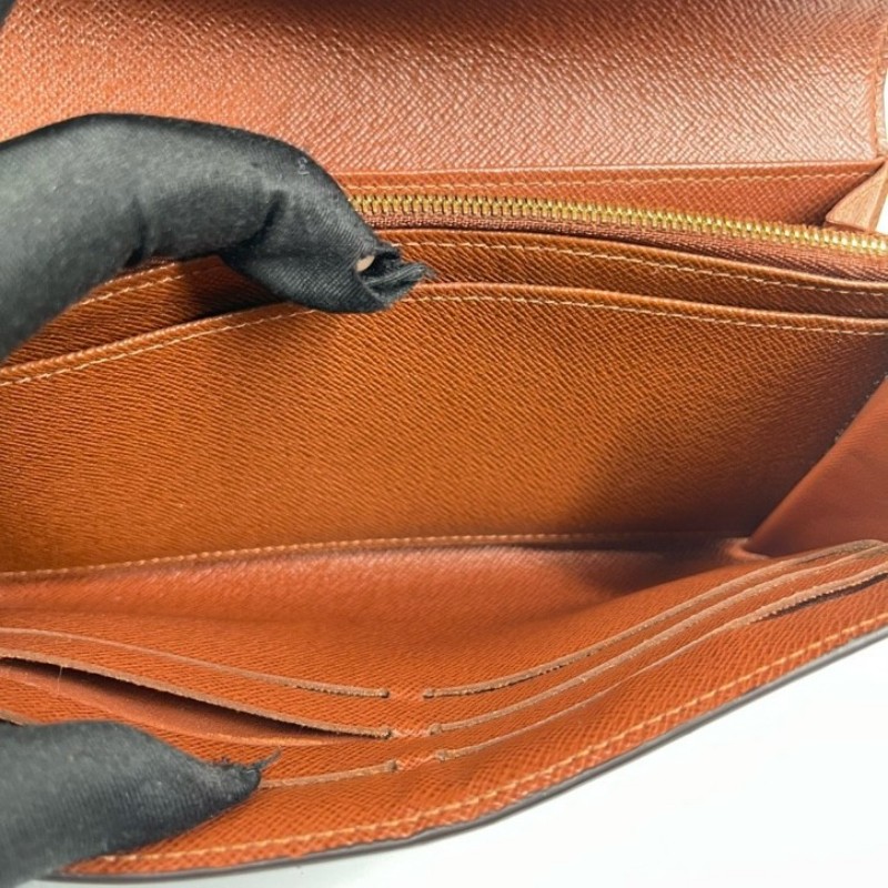 LV路易威登 經典老花搭配豆豆長款信封錢包 內裡整潔 卡位多 容量大-18