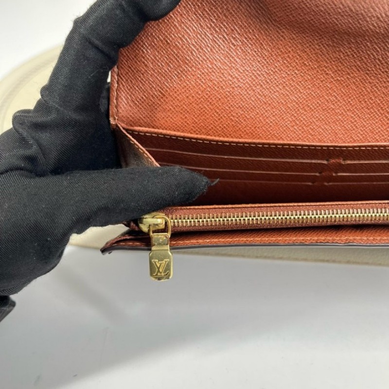 LV路易威登 經典老花搭配豆豆長款信封錢包 內裡整潔 卡位多 容量大-22
