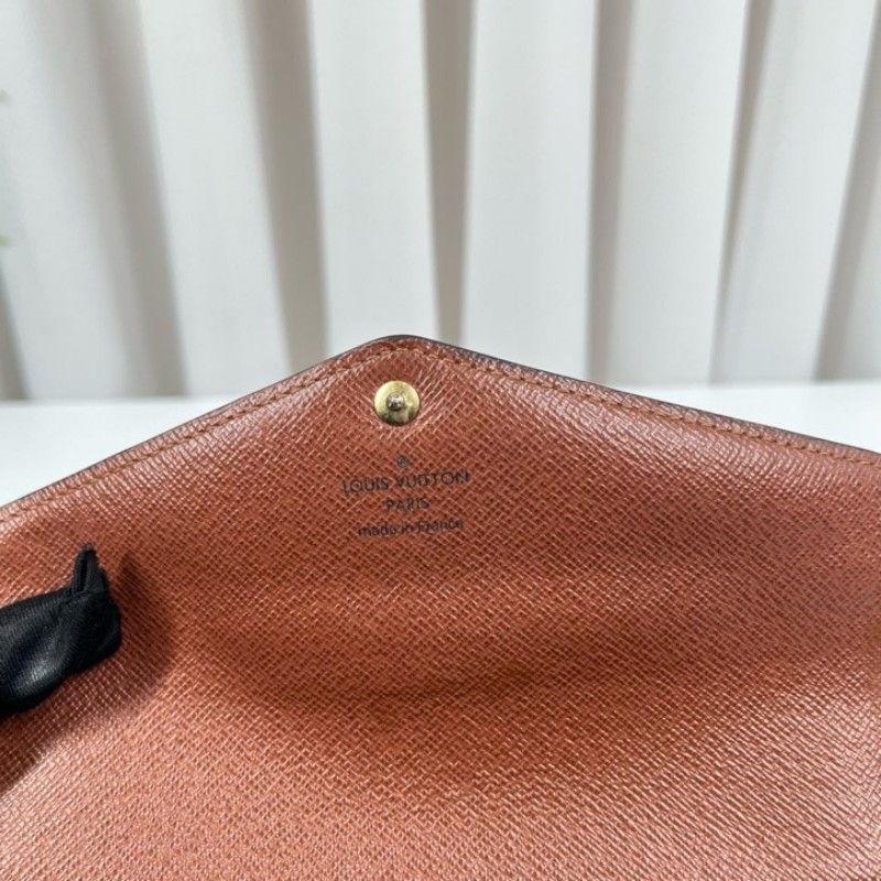 LV路易威登 經典老花搭配豆豆長款信封錢包 內裡整潔 卡位多 容量大-24