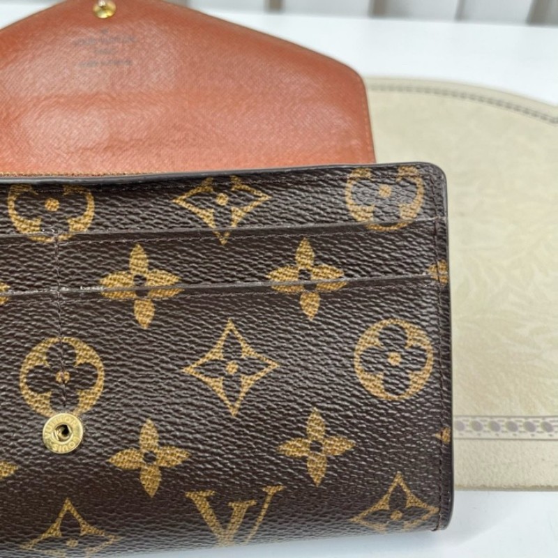 LV路易威登 經典老花搭配豆豆長款信封錢包 內裡整潔 卡位多 容量大-27