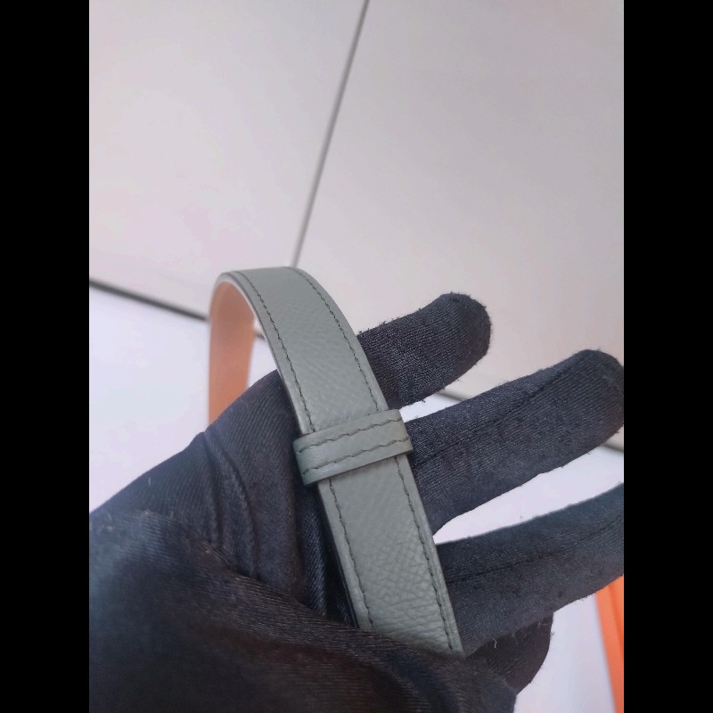 Hermes 金釦灰皮凱莉細腰帶（附卡片套）Kelly pocket 18-9