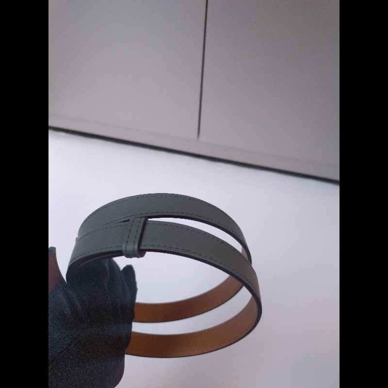 Hermes 金釦灰皮凱莉細腰帶（附卡片套）Kelly pocket 18-12
