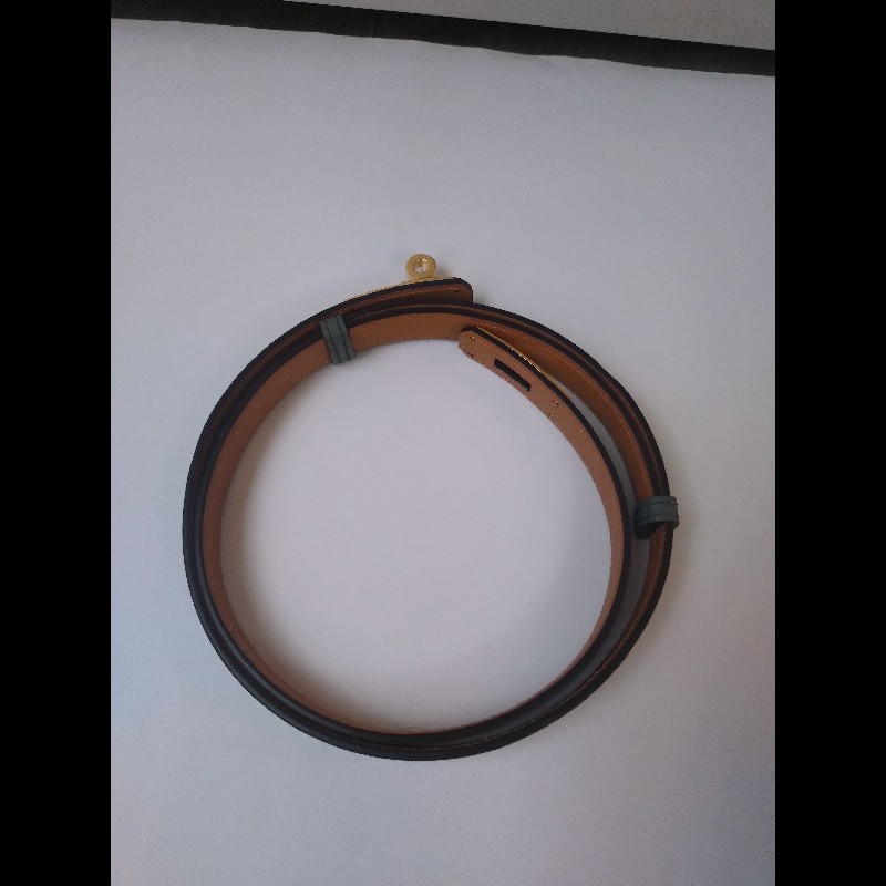 Hermes 金釦灰皮凱莉細腰帶（附卡片套）Kelly pocket 18-15