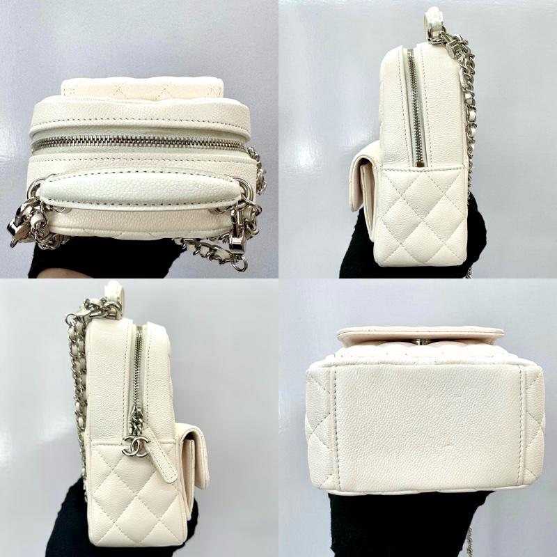 香奈兒 Chanel Caviar 荔枝紋皮鍊條迷你後背包 AP3753 白色-3