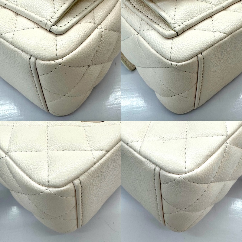 香奈兒 Chanel Caviar 荔枝紋皮鍊條迷你後背包 AP3753 白色-4