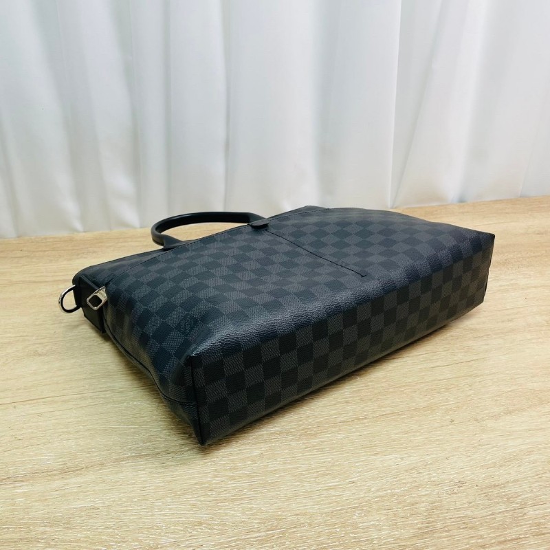 LV  路易威登 黑灰棋盤格手提公文包 單肩斜挎包 經典款 適合商務出差 超級實用-3