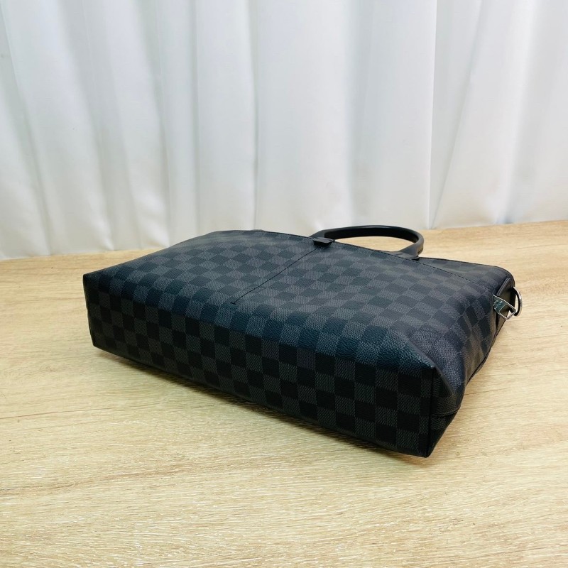 LV  路易威登 黑灰棋盤格手提公文包 單肩斜挎包 經典款 適合商務出差 超級實用-4
