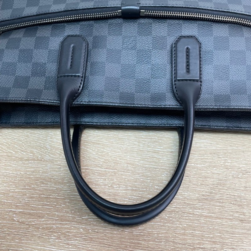 LV  路易威登 黑灰棋盤格手提公文包 單肩斜挎包 經典款 適合商務出差 超級實用-18