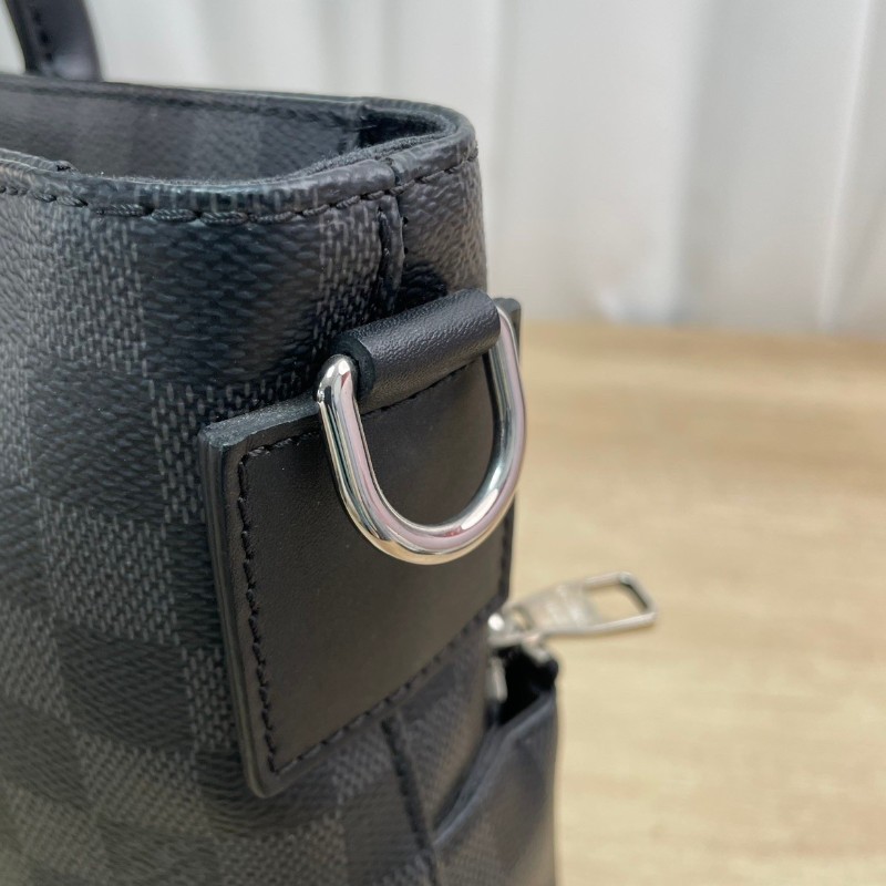 LV  路易威登 黑灰棋盤格手提公文包 單肩斜挎包 經典款 適合商務出差 超級實用-19