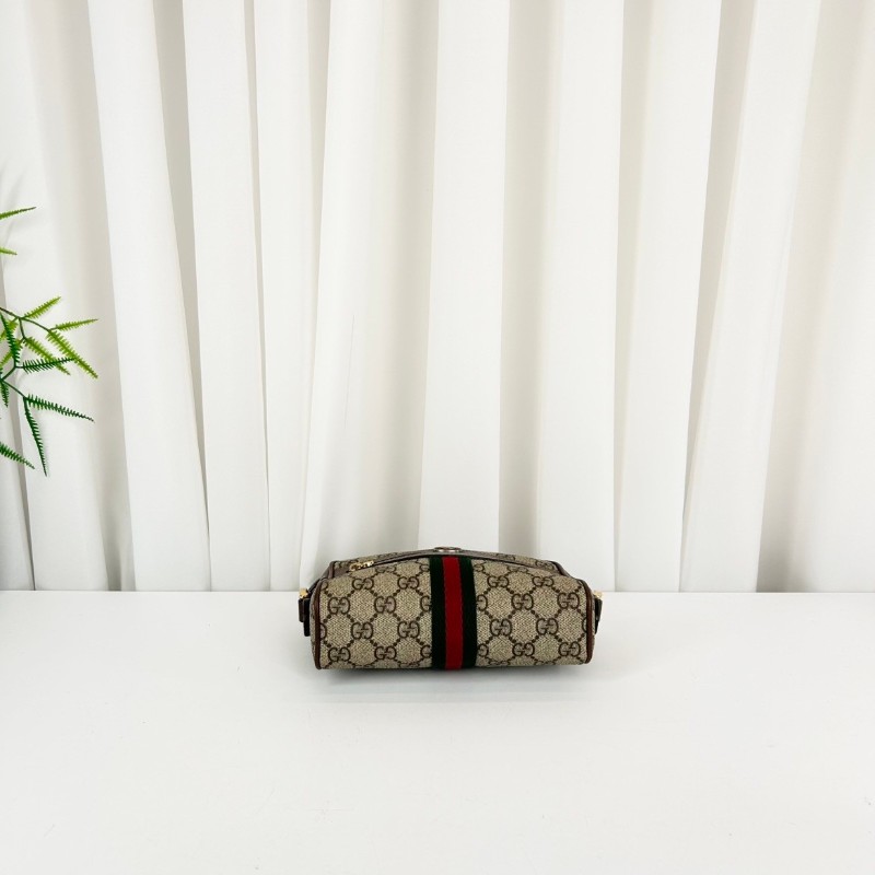 古馳/Gucci  Ophidia腰包，經典GG老花帆布配棕色皮革，紅綠織帶點綴， 金色拉鍊五金，可做腰包斜挎包 內裡乾淨整潔，適合日常通勤背-2