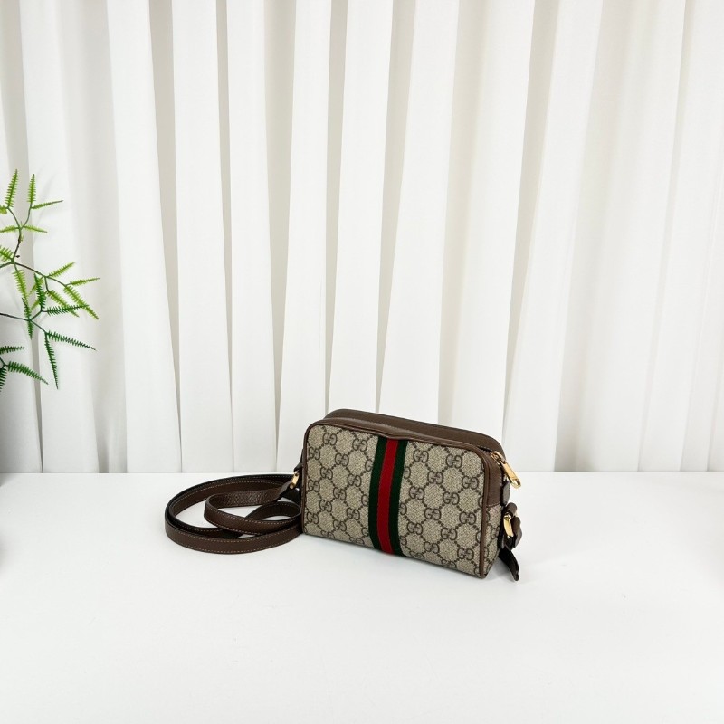 古馳/Gucci  Ophidia腰包，經典GG老花帆布配棕色皮革，紅綠織帶點綴， 金色拉鍊五金，可做腰包斜挎包 內裡乾淨整潔，適合日常通勤背-3