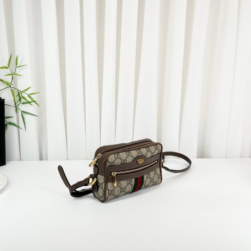 古馳/Gucci  Ophidia腰包，經典GG老花帆布配棕色皮革，紅綠織帶點綴， 金色拉鍊五金，可做腰包斜挎包 內裡乾淨整潔，適合日常通勤背-4