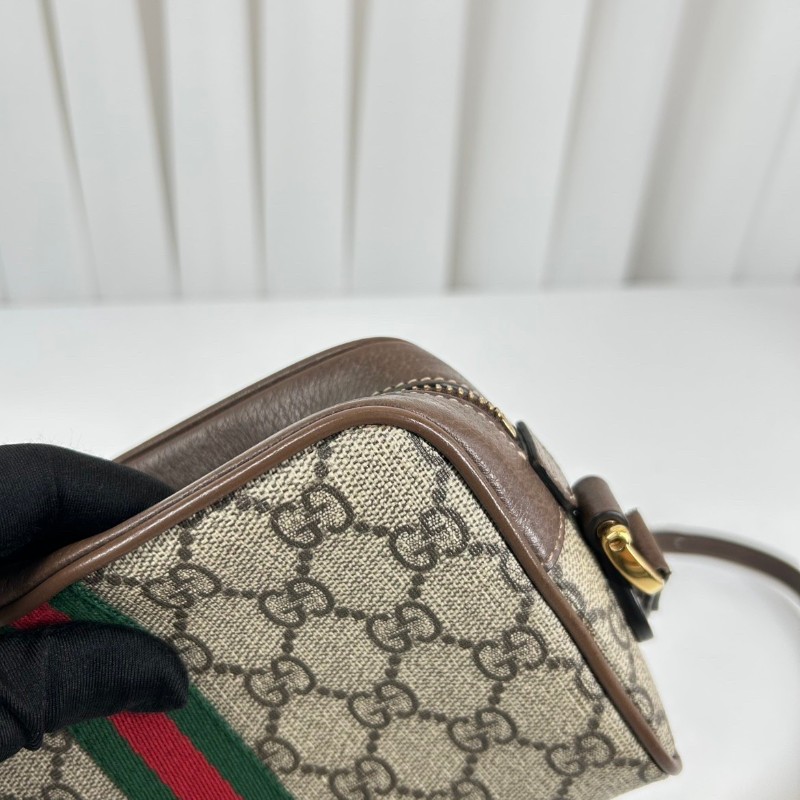 古馳/Gucci  Ophidia腰包，經典GG老花帆布配棕色皮革，紅綠織帶點綴， 金色拉鍊五金，可做腰包斜挎包 內裡乾淨整潔，適合日常通勤背-8