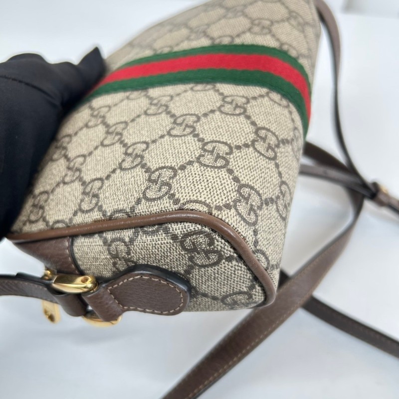 古馳/Gucci  Ophidia腰包，經典GG老花帆布配棕色皮革，紅綠織帶點綴， 金色拉鍊五金，可做腰包斜挎包 內裡乾淨整潔，適合日常通勤背-10