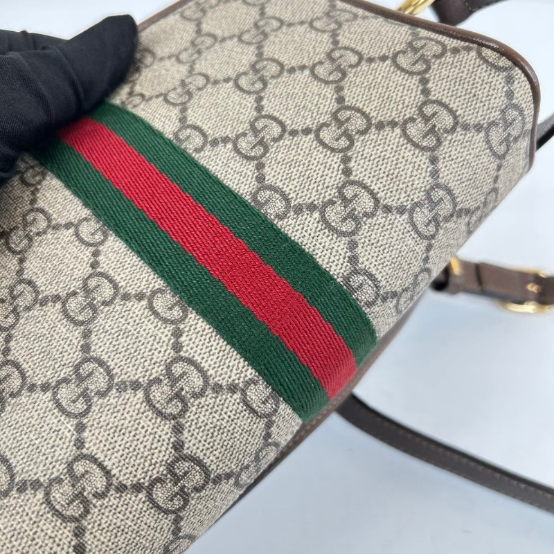 古馳/Gucci  Ophidia腰包，經典GG老花帆布配棕色皮革，紅綠織帶點綴， 金色拉鍊五金，可做腰包斜挎包 內裡乾淨整潔，適合日常通勤背-11