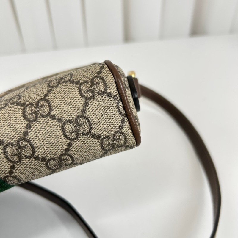古馳/Gucci  Ophidia腰包，經典GG老花帆布配棕色皮革，紅綠織帶點綴， 金色拉鍊五金，可做腰包斜挎包 內裡乾淨整潔，適合日常通勤背-12