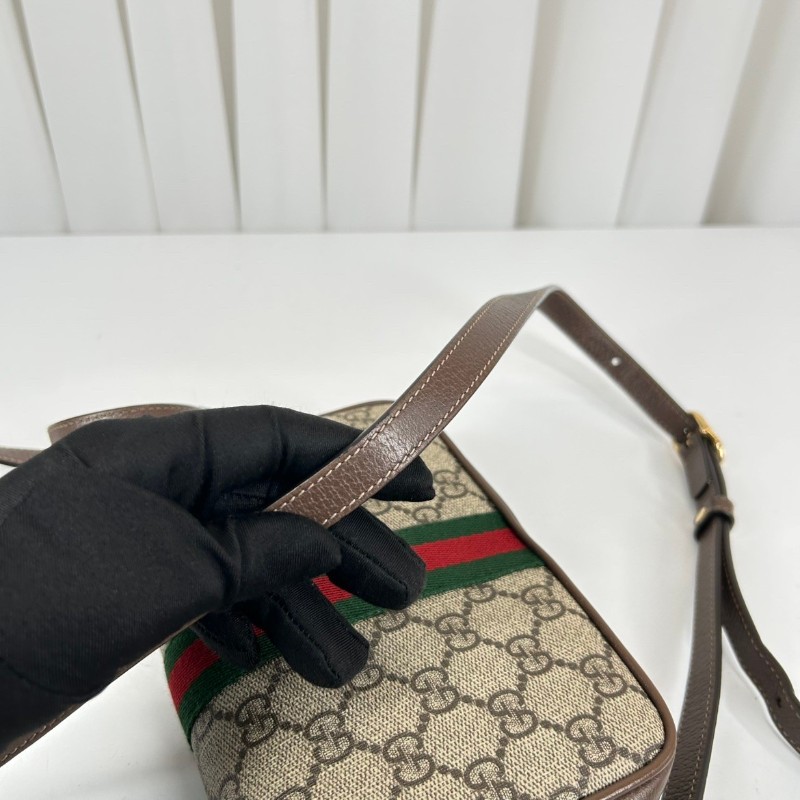 古馳/Gucci  Ophidia腰包，經典GG老花帆布配棕色皮革，紅綠織帶點綴， 金色拉鍊五金，可做腰包斜挎包 內裡乾淨整潔，適合日常通勤背-19