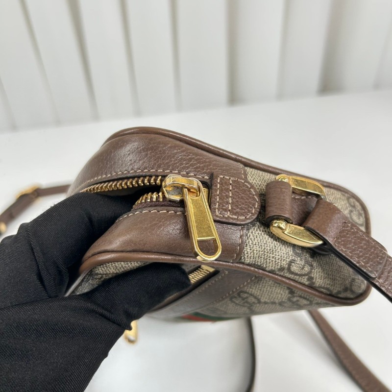 古馳/Gucci  Ophidia腰包，經典GG老花帆布配棕色皮革，紅綠織帶點綴， 金色拉鍊五金，可做腰包斜挎包 內裡乾淨整潔，適合日常通勤背-23