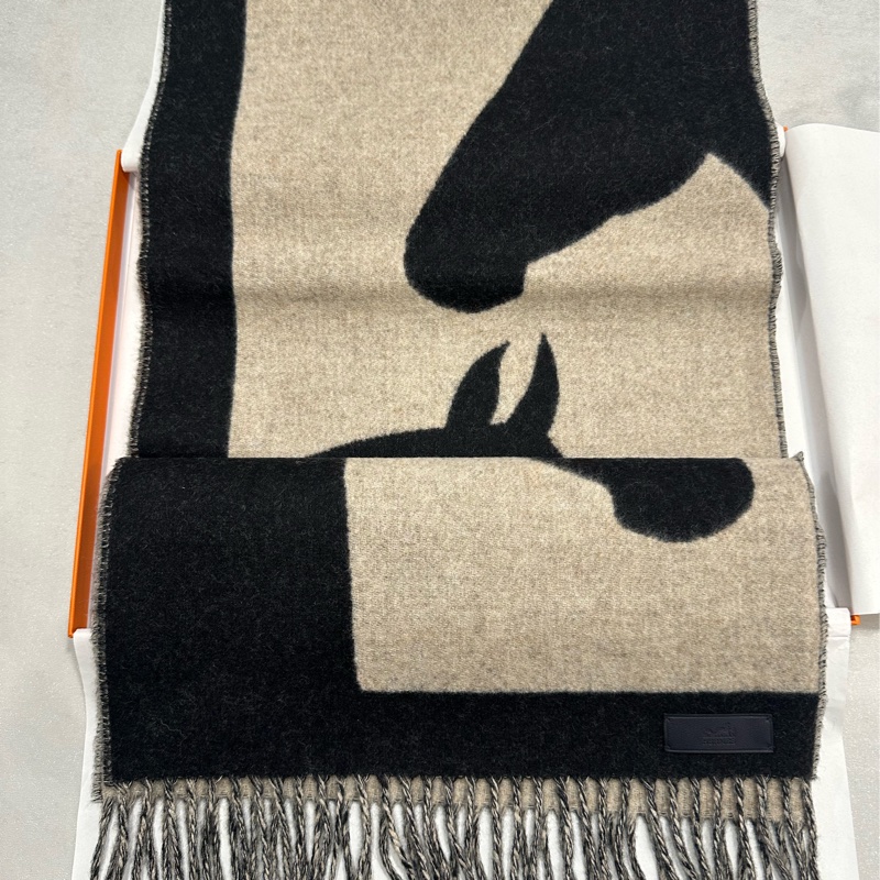 全新 Hermes 愛馬仕 馬頭圍巾 Cashmere 30x160-1