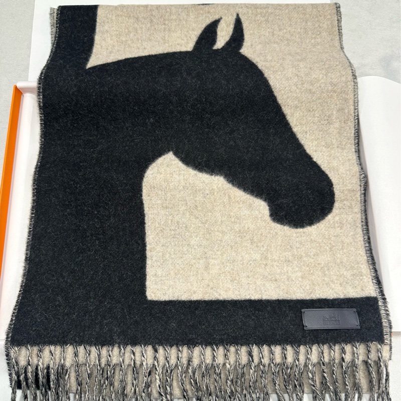 全新 Hermes 愛馬仕 馬頭圍巾 Cashmere 30x160-4