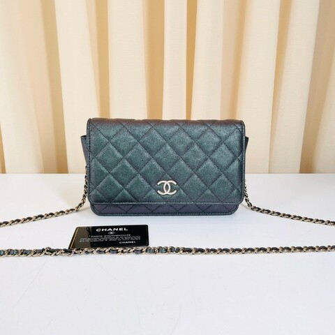 香奈兒CHANEL  荔枝皮限量款幻彩woc鏈條包 27開 貝母雙C扣 經典又百搭