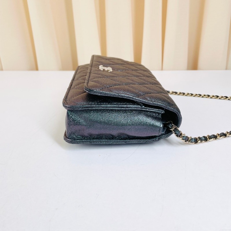 香奈兒CHANEL  荔枝皮限量款幻彩woc鏈條包 27開 貝母雙C扣 經典又百搭-2