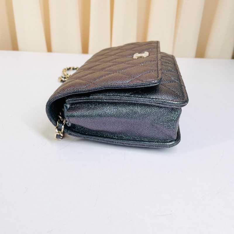 香奈兒CHANEL  荔枝皮限量款幻彩woc鏈條包 27開 貝母雙C扣 經典又百搭-3