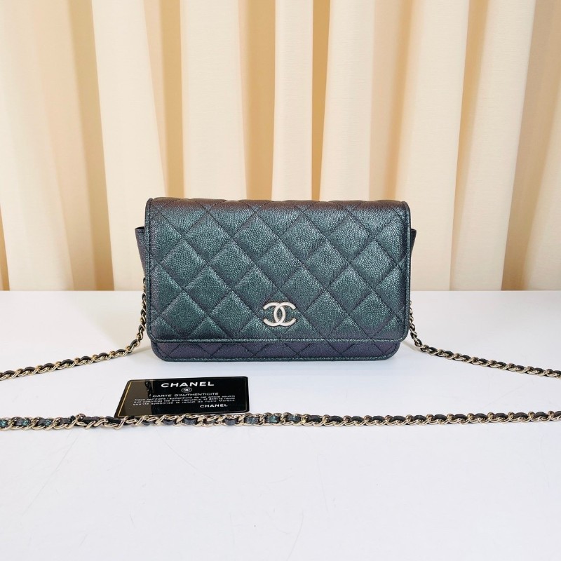 香奈兒CHANEL  荔枝皮限量款幻彩woc鏈條包 27開 貝母雙C扣 經典又百搭-5