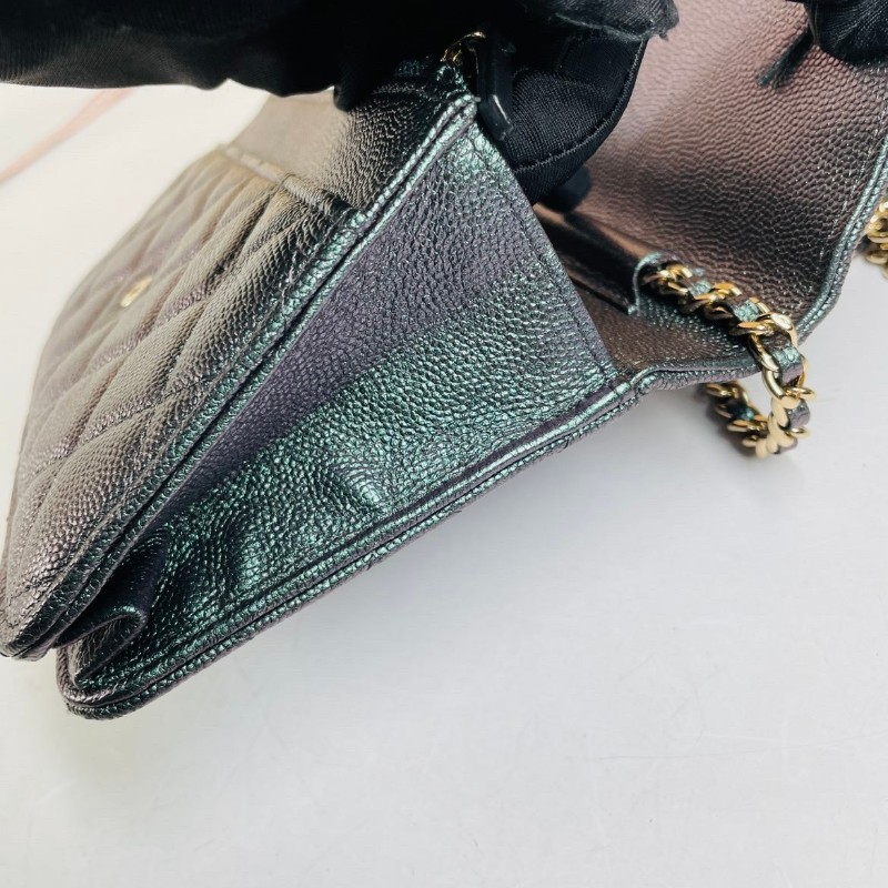 香奈兒CHANEL  荔枝皮限量款幻彩woc鏈條包 27開 貝母雙C扣 經典又百搭-8