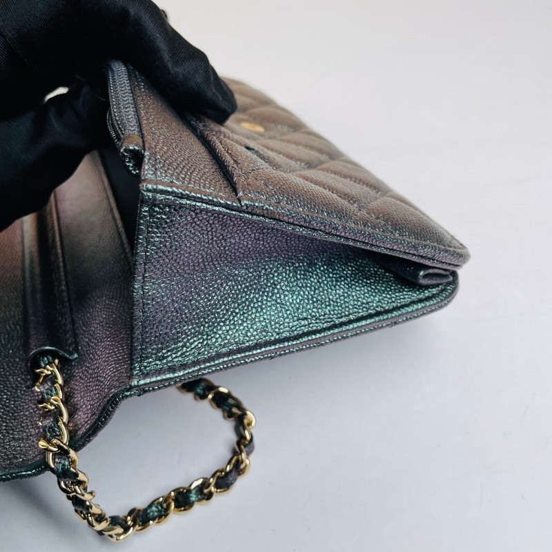 香奈兒CHANEL  荔枝皮限量款幻彩woc鏈條包 27開 貝母雙C扣 經典又百搭-10