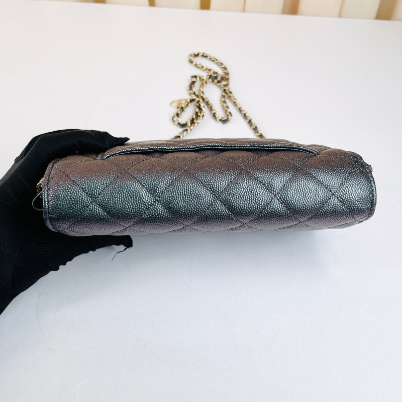 香奈兒CHANEL  荔枝皮限量款幻彩woc鏈條包 27開 貝母雙C扣 經典又百搭-16