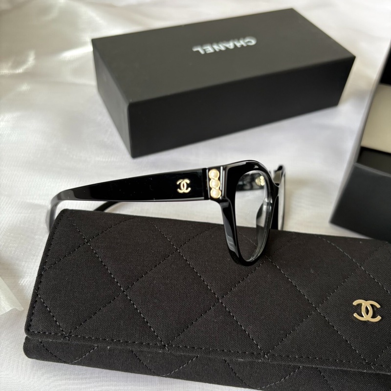 全新代購！Chanel 香奈兒 貓眼 珍珠鏡框 眼鏡 平光鏡 53碼-0