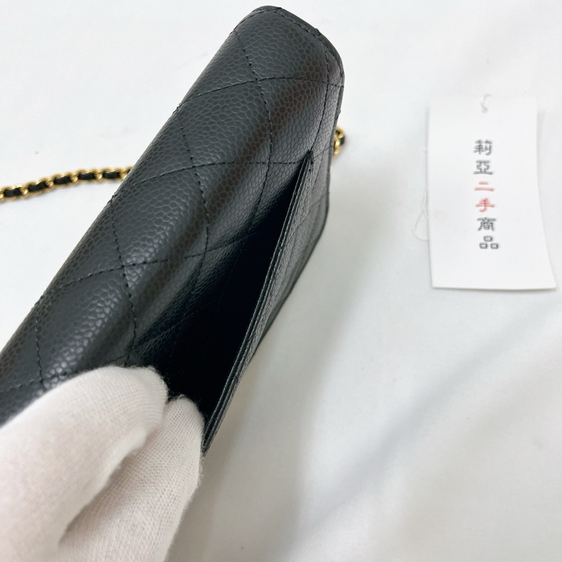 莉亞精品♡Chanel AP0250黑金woc 二手-4