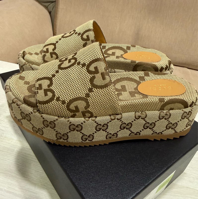Gucci拖鞋 厚底拖鞋 增高拖鞋尺寸37  38.5可穿-1