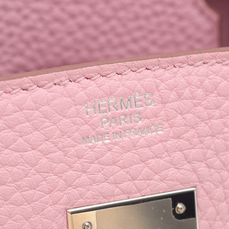 愛馬仕 Birkin 30 手提包 Clemence 皮革 粉紅色/淡紫色 銀色五金 二手 女士 Z-3