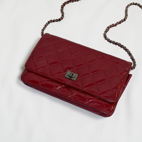 莉亞精品♡Chanel 2.55紅銀woc 二手美包