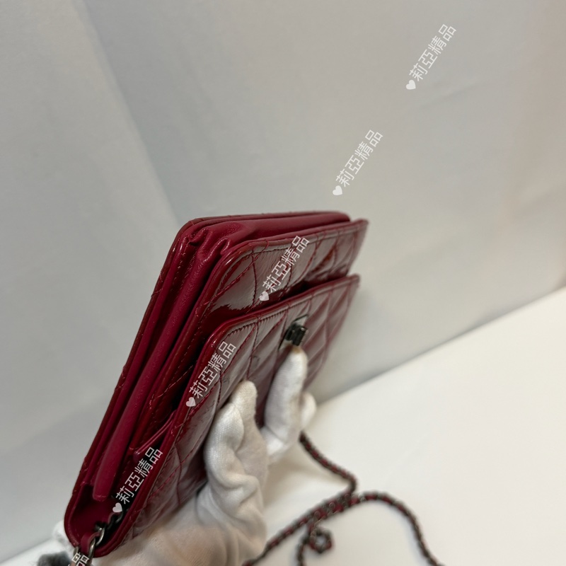 莉亞精品♡Chanel 2.55紅銀woc 二手美包-10