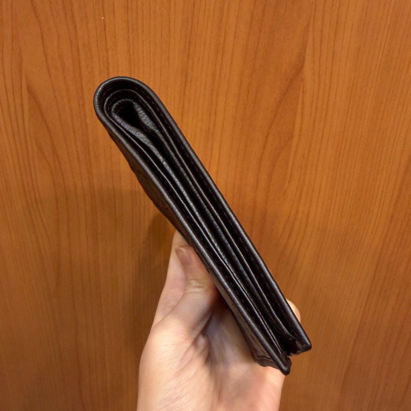 Gucci 咖牛皮GG壓紋對開短夾-2