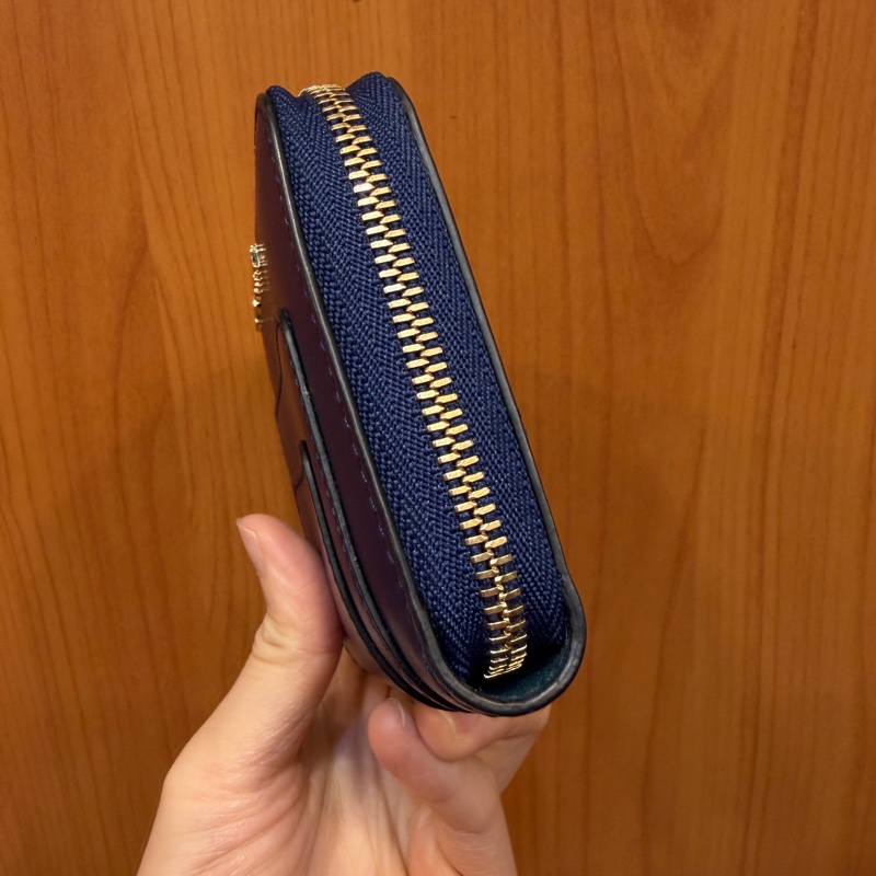 Bvlgari 深藍牛皮金釦Forever 蛇頭ㄇ拉零錢卡包-2