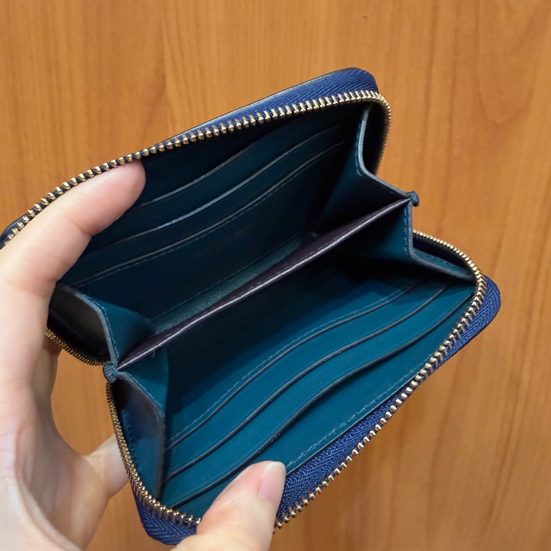 Bvlgari 深藍牛皮金釦Forever 蛇頭ㄇ拉零錢卡包-11